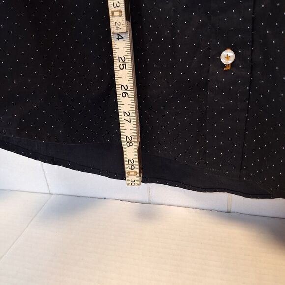 Porto Blanco Black Pattern Button‎ Flip Cuff  Algondon Cotton Shirt Men's Large - Picture 10 of 13